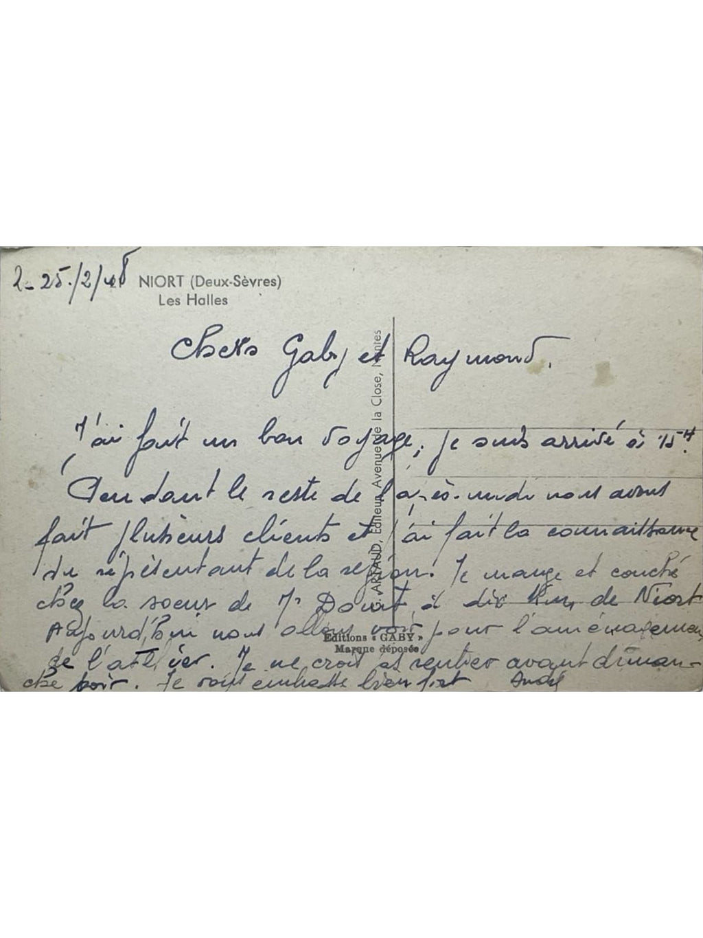 Verso de la carte postale