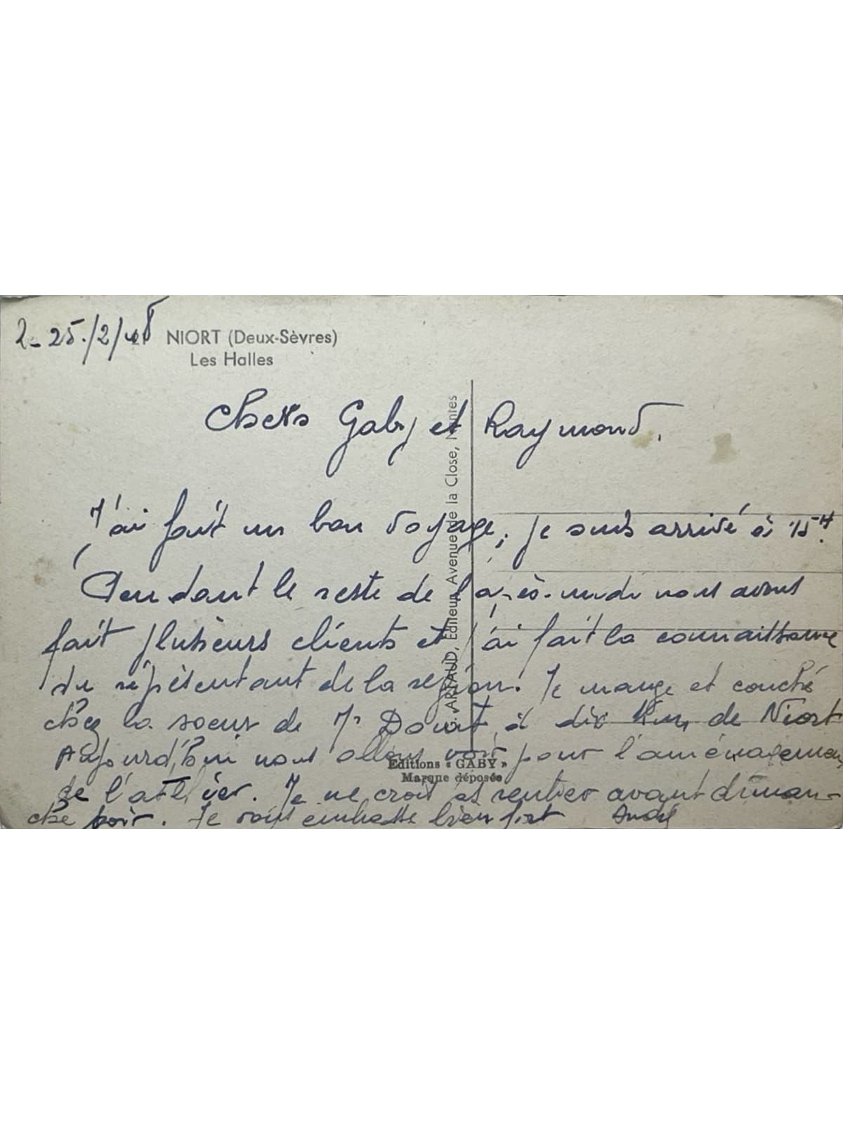 Verso de la carte postale