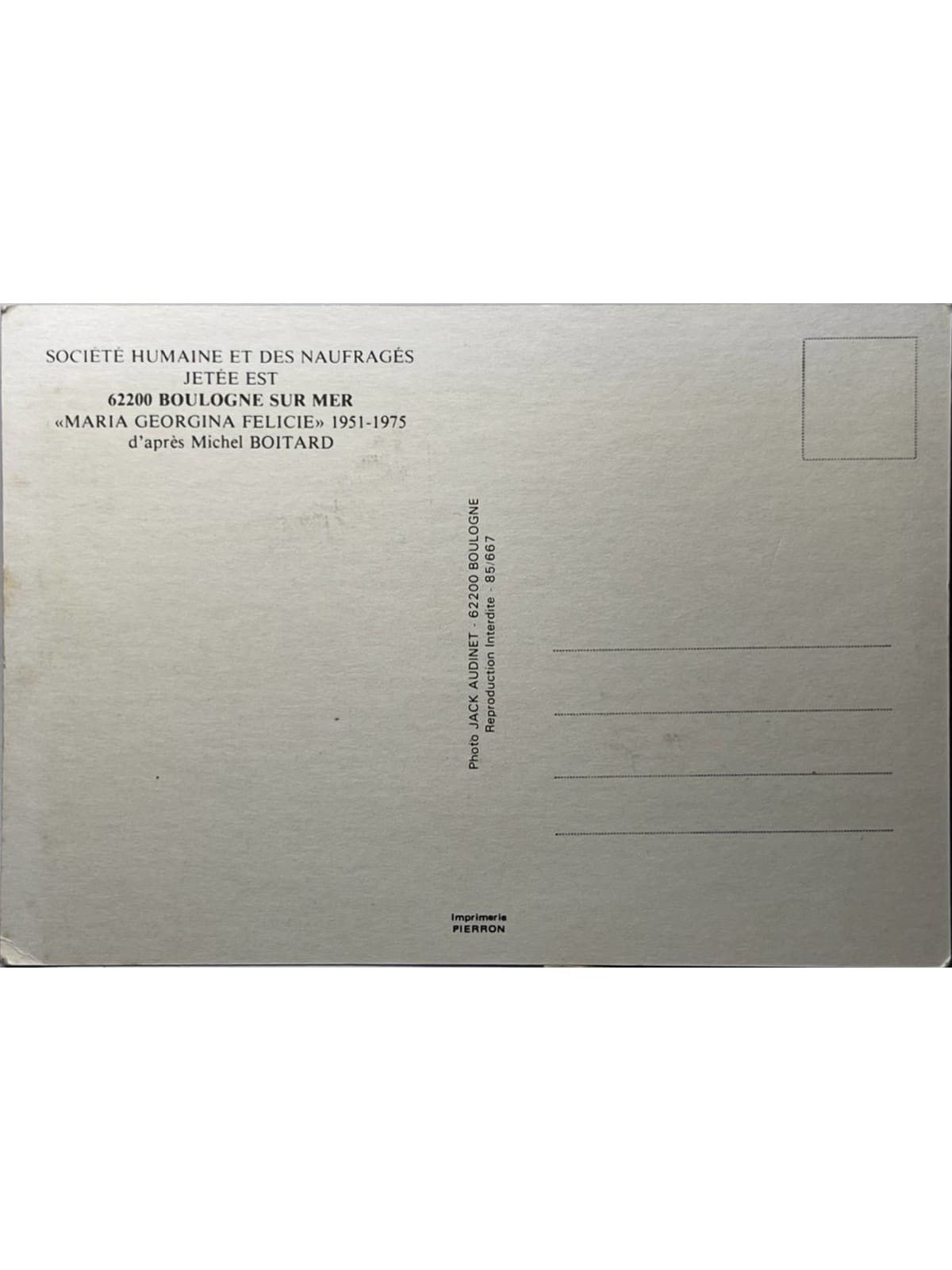 Verso de la carte postale