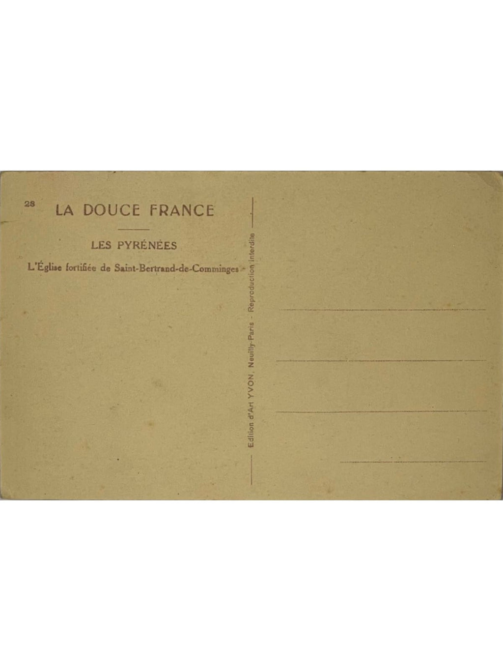 Verso de la carte postale