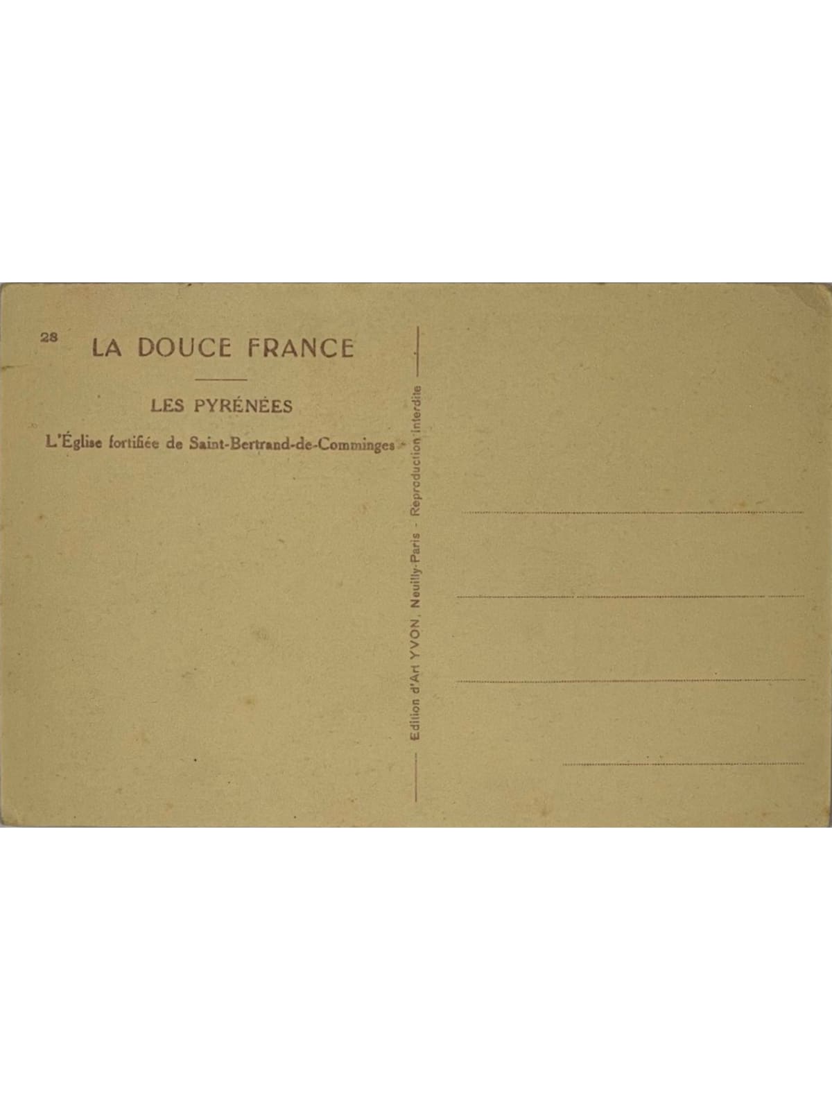 Verso de la carte postale