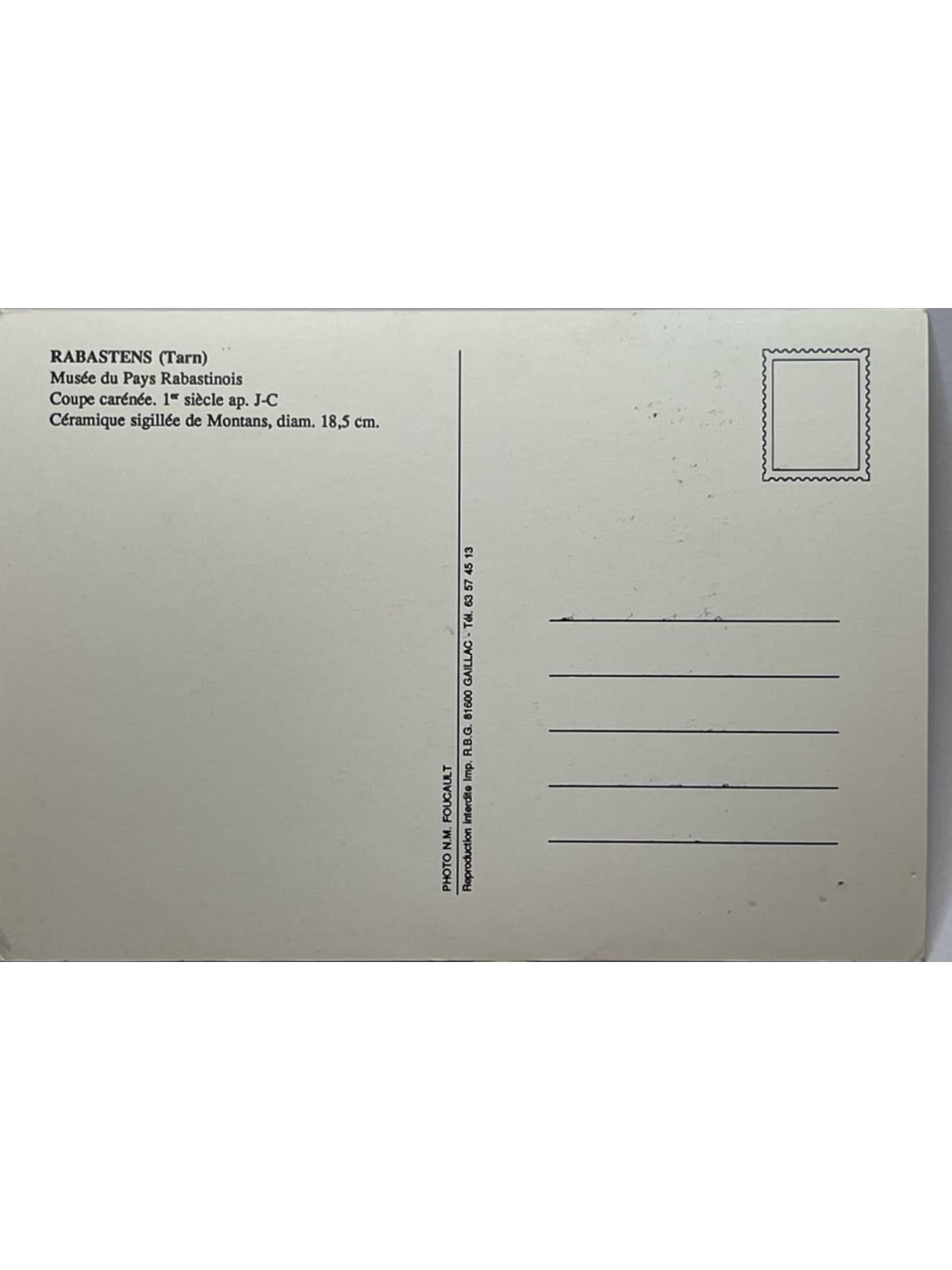 Verso de la carte postale