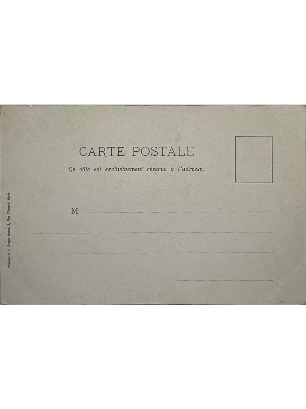 Verso de la carte postale