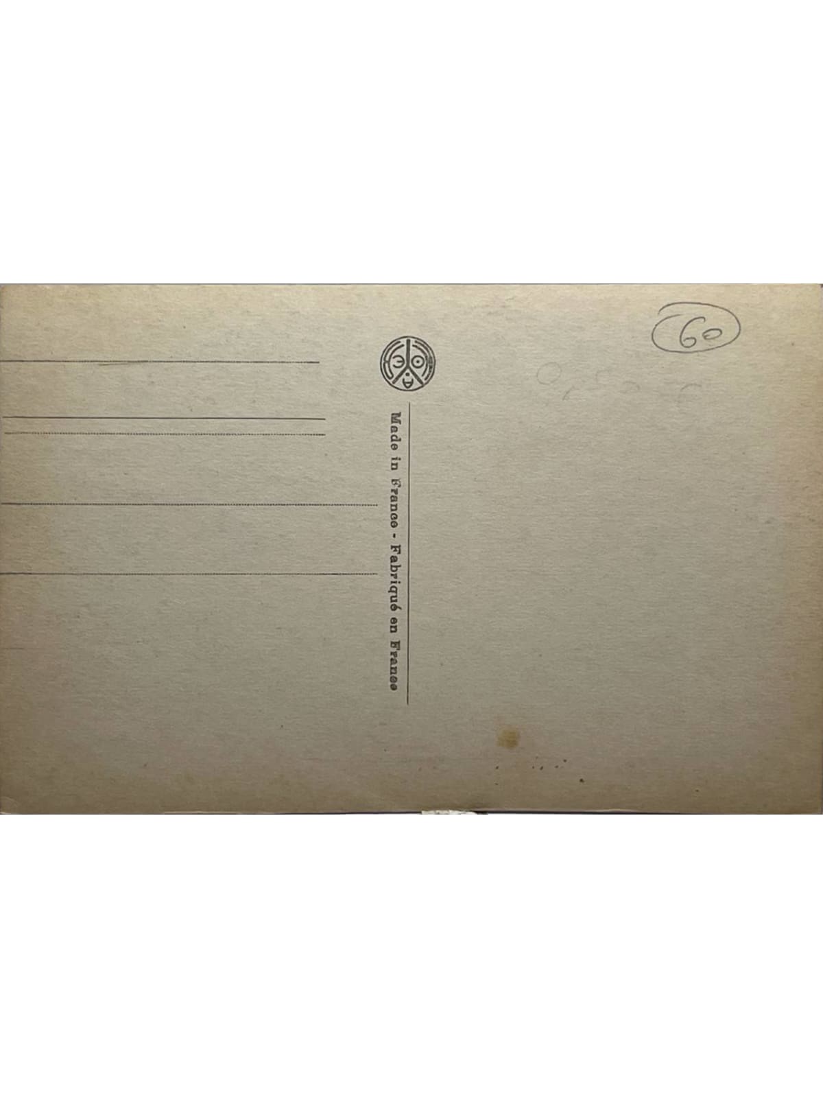 Verso de la carte postale