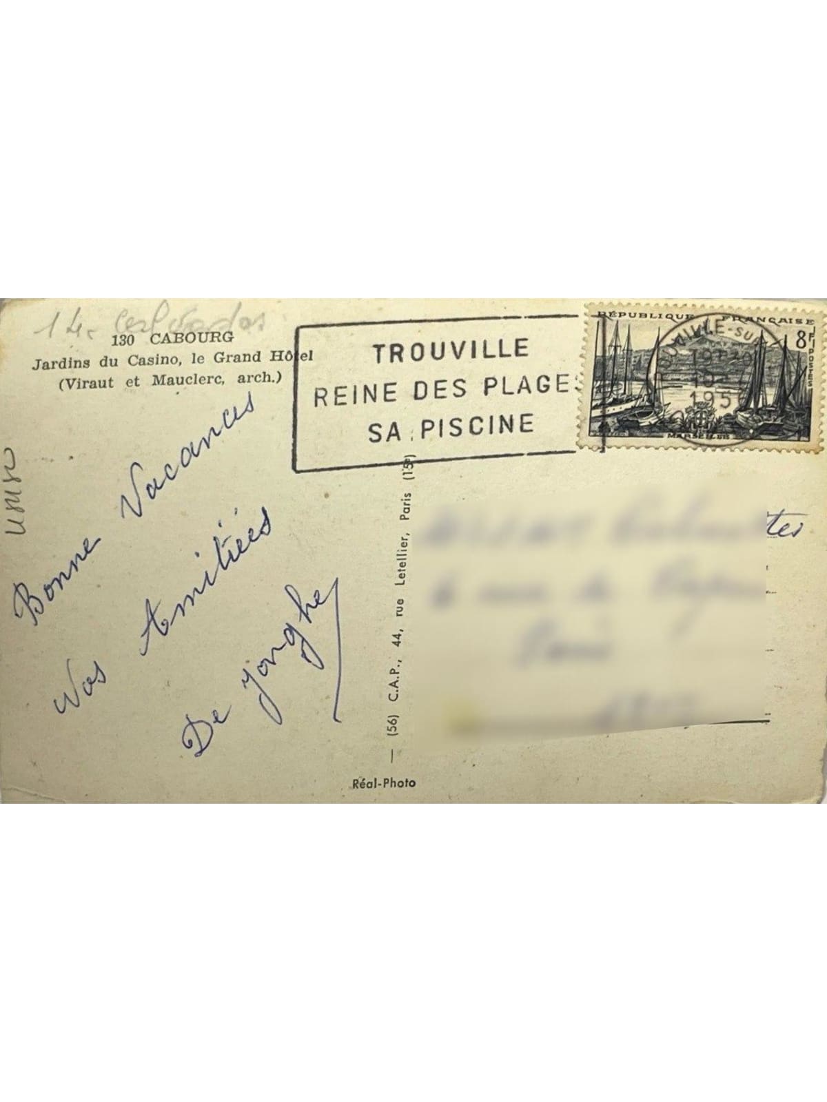 Verso de la carte postale