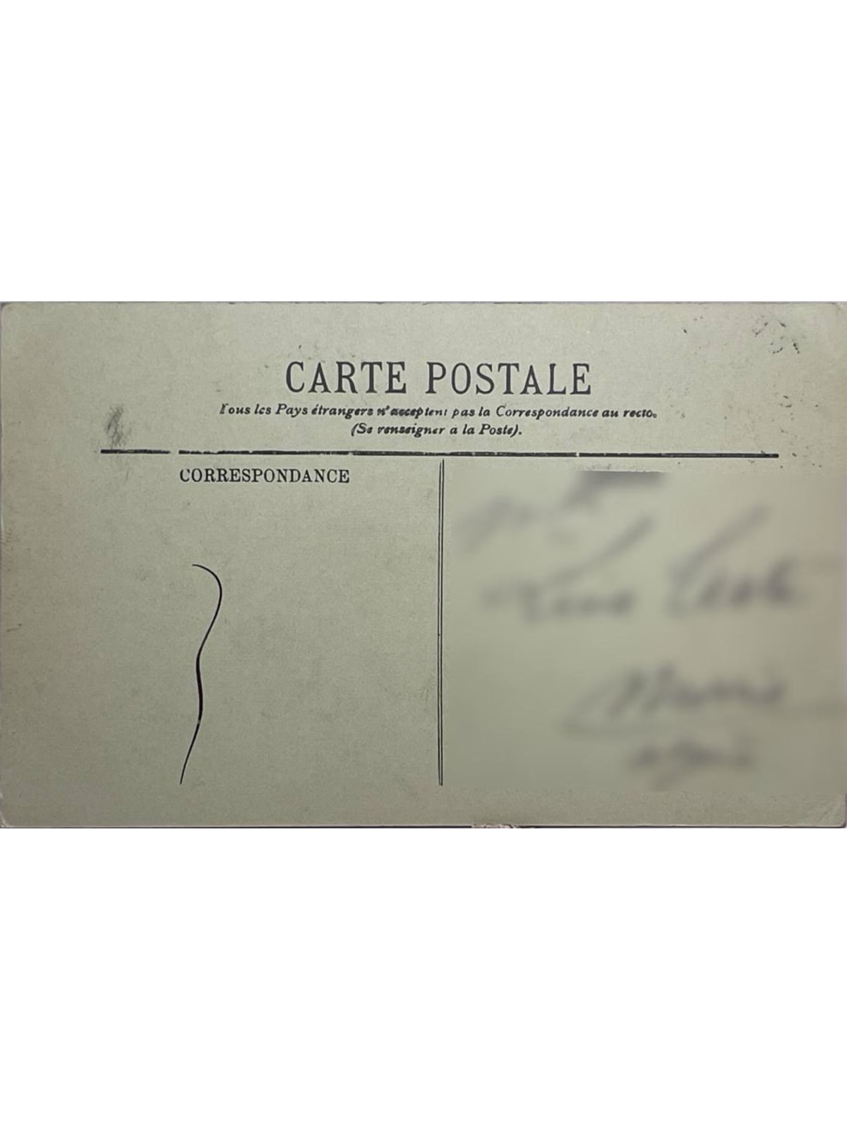 Verso de la carte postale