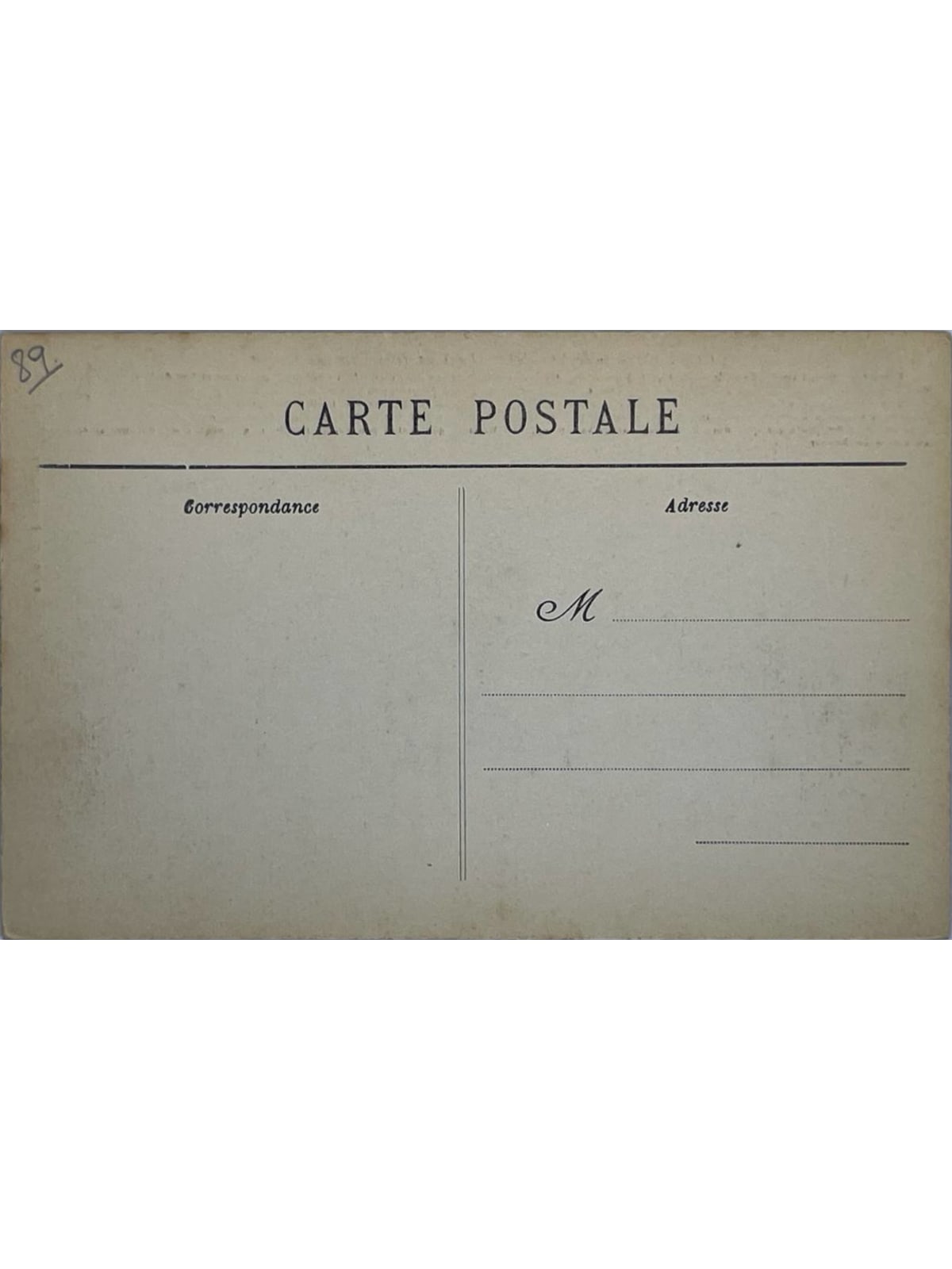 Verso de la carte postale
