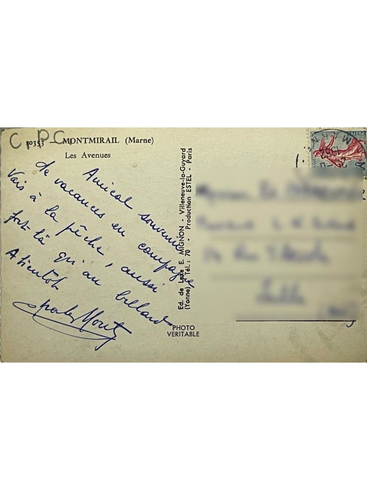 Verso de la carte postale