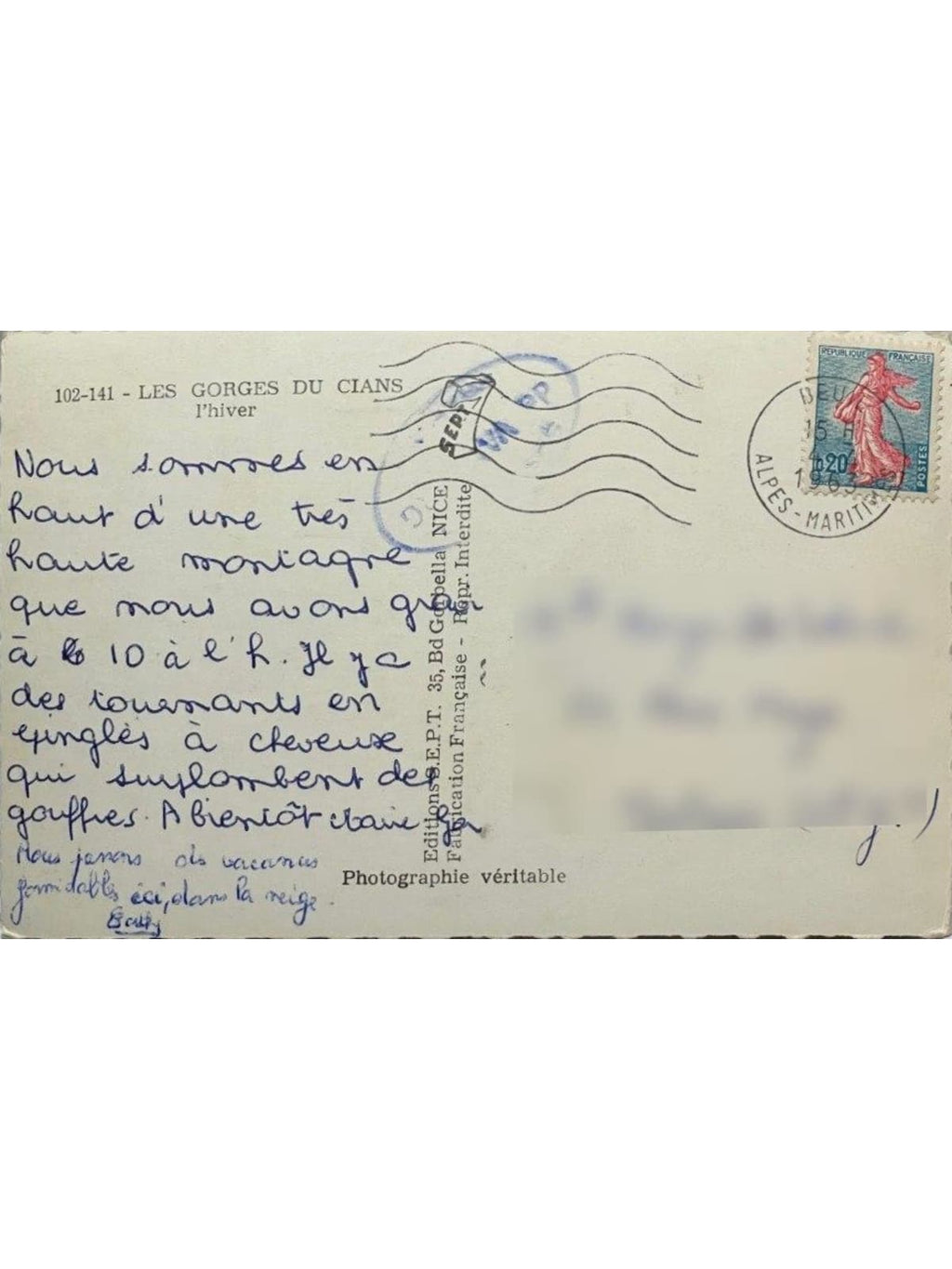 Verso de la carte postale