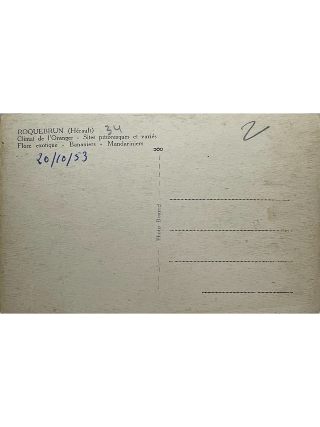 Verso de la carte postale