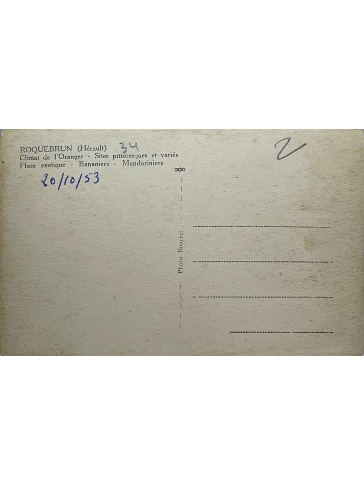 Verso de la carte postale