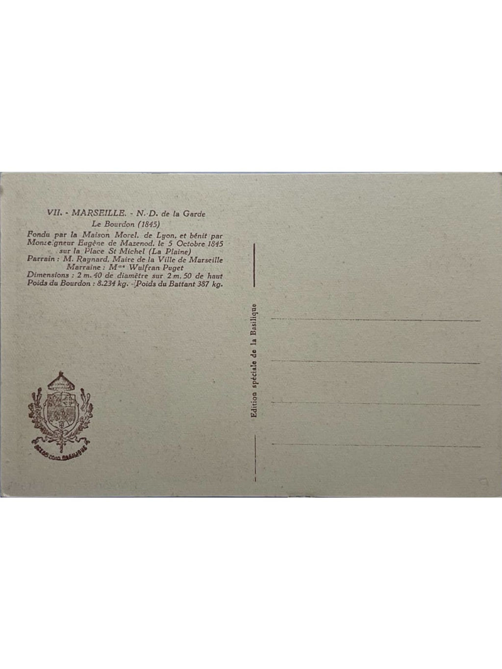 Verso de la carte postale