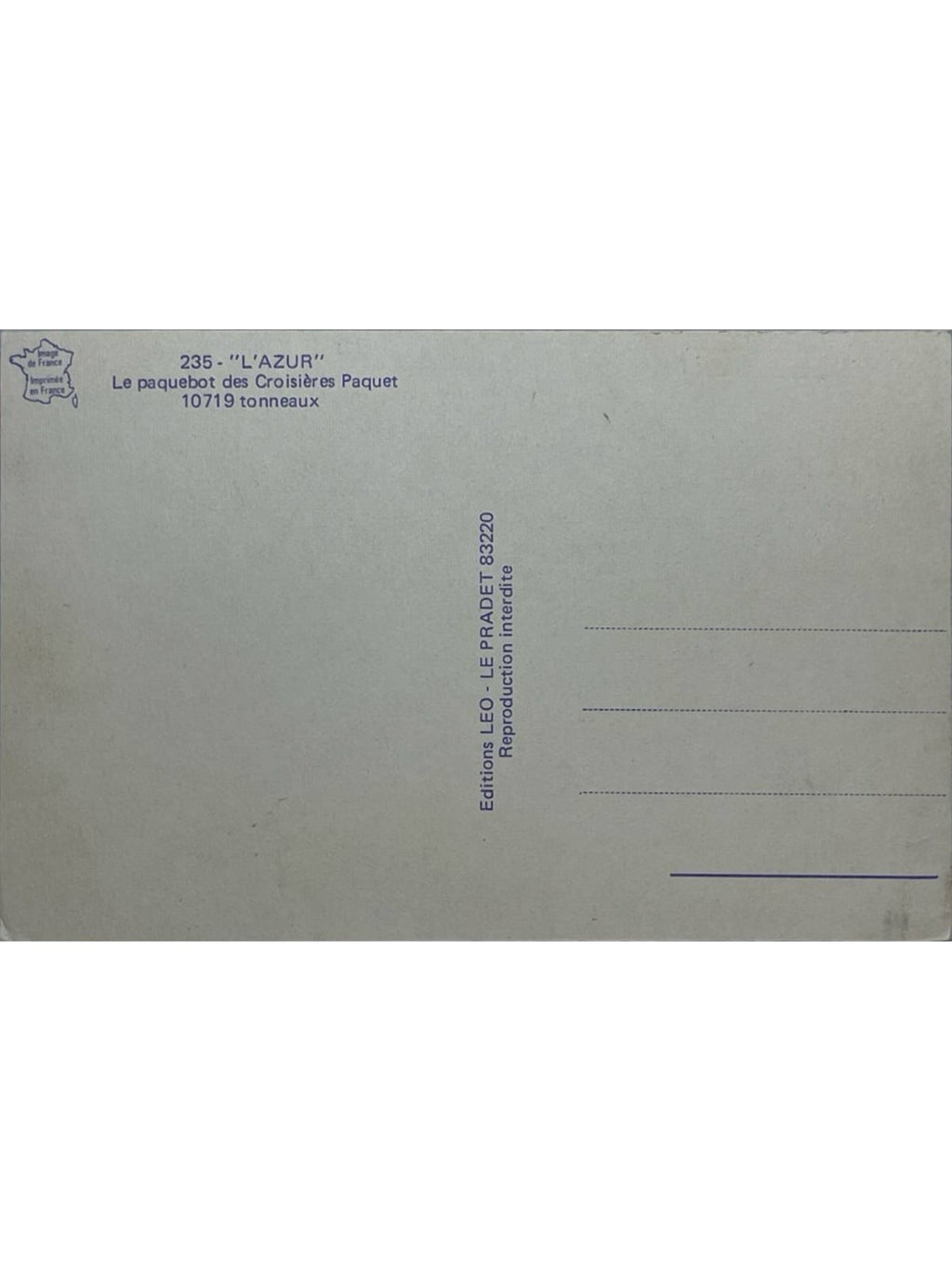 Verso de la carte postale