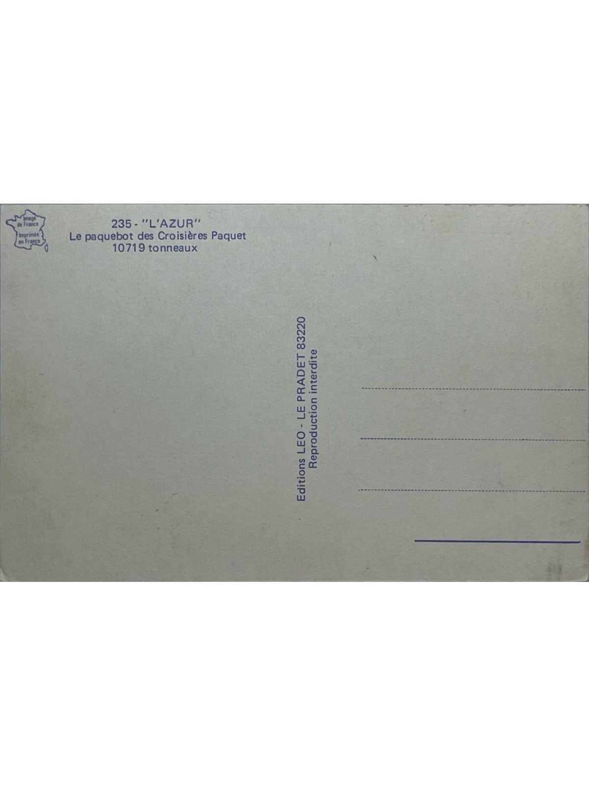 Verso de la carte postale