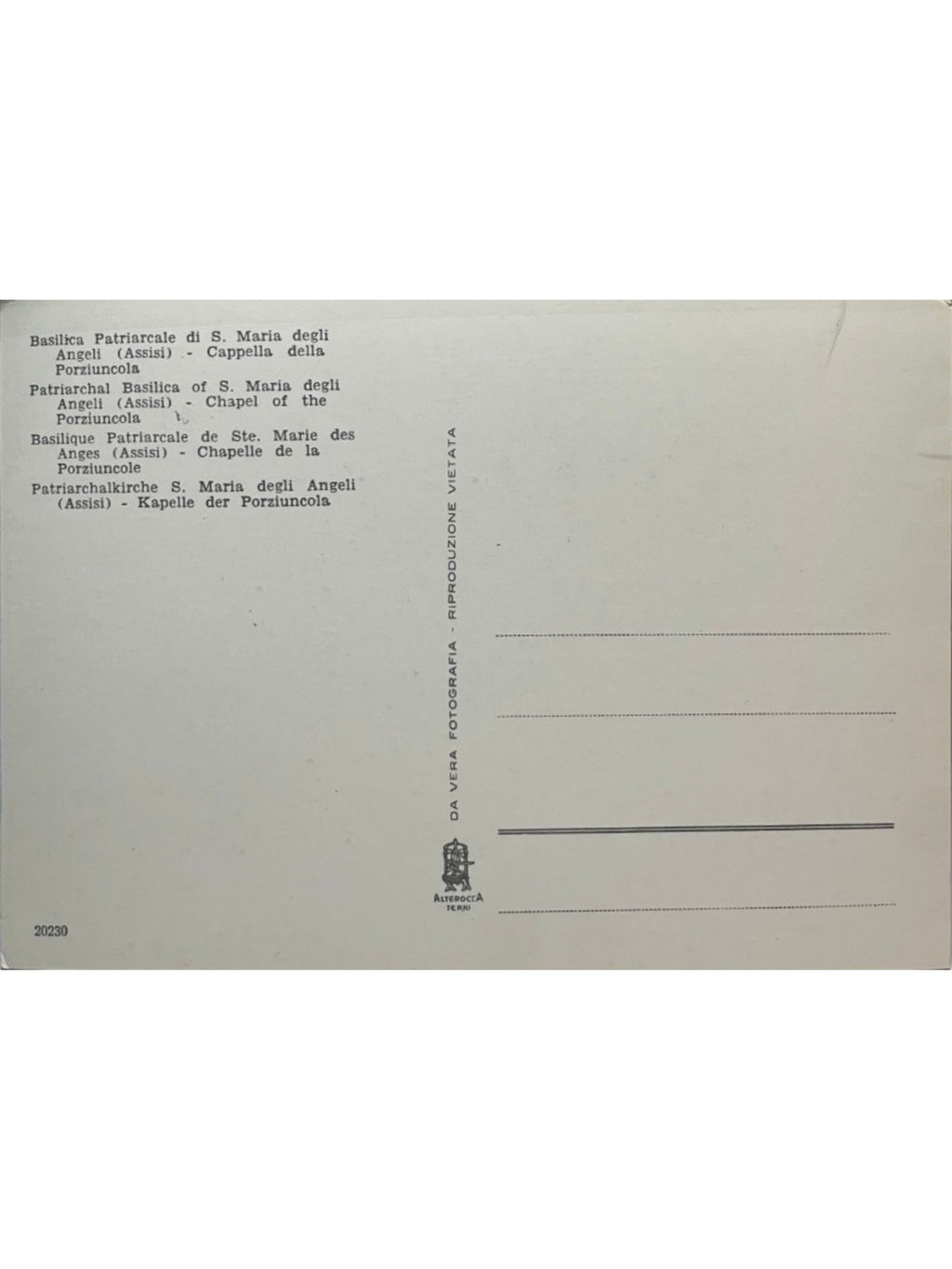 Verso de la carte postale