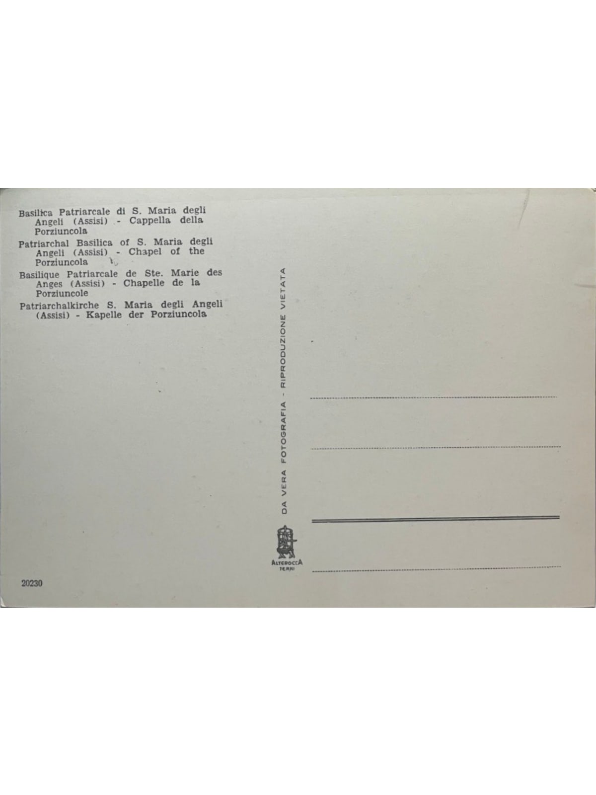 Verso de la carte postale