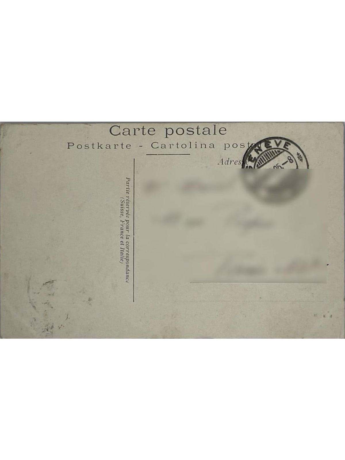 Verso de la carte postale