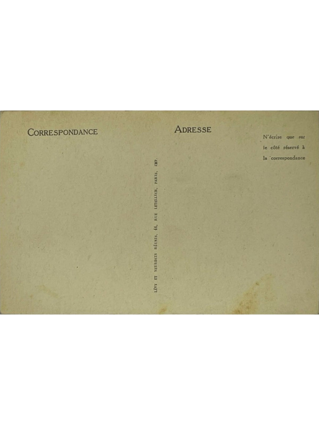 Verso de la carte postale