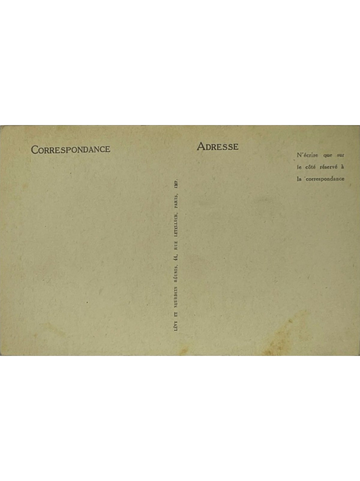 Verso de la carte postale