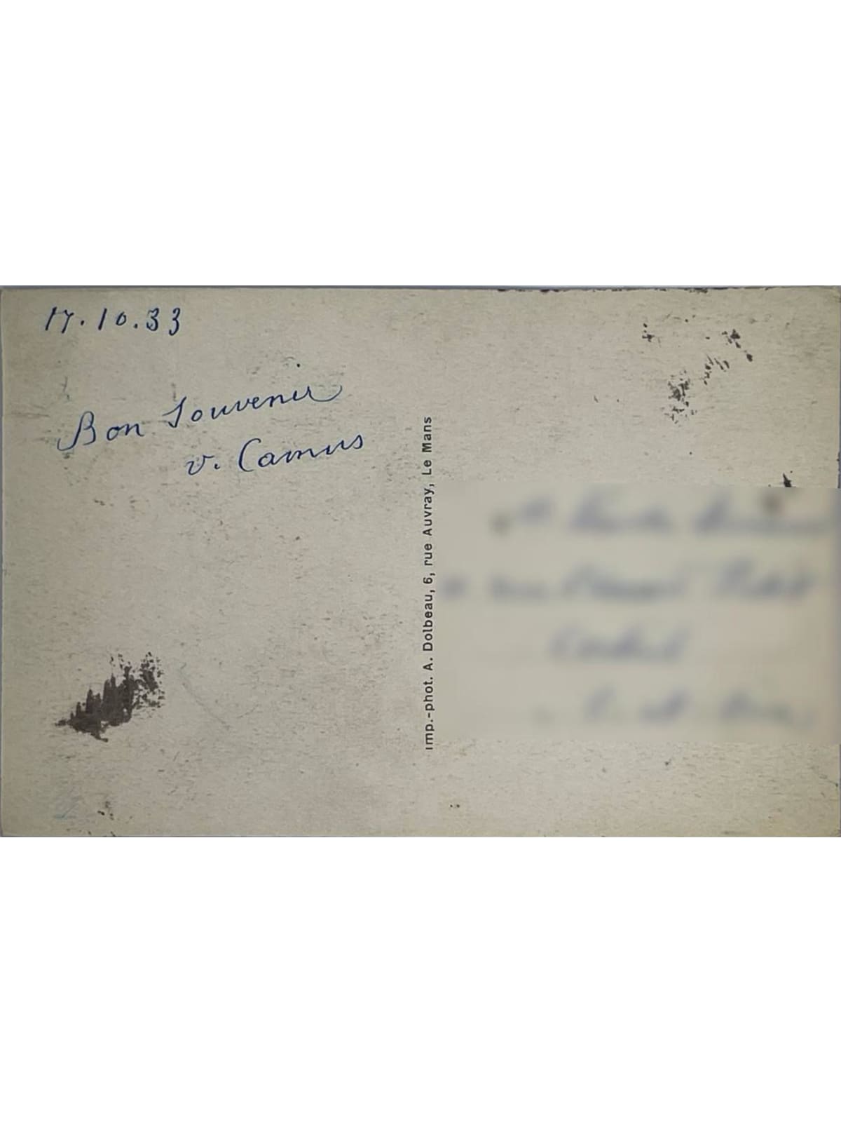Verso de la carte postale