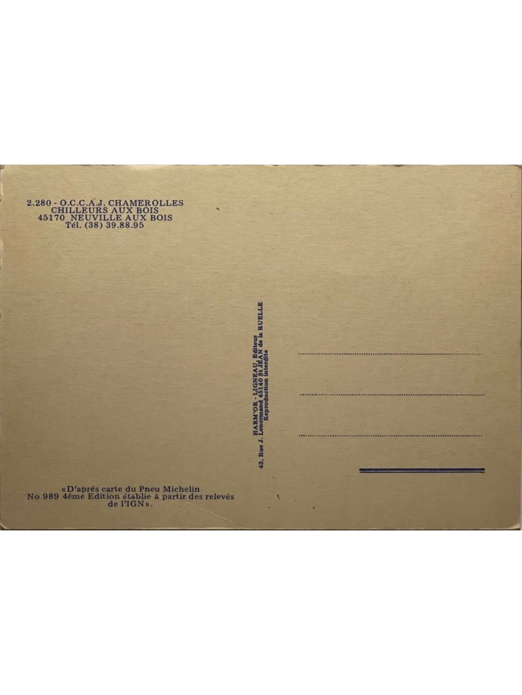 Verso de la carte postale