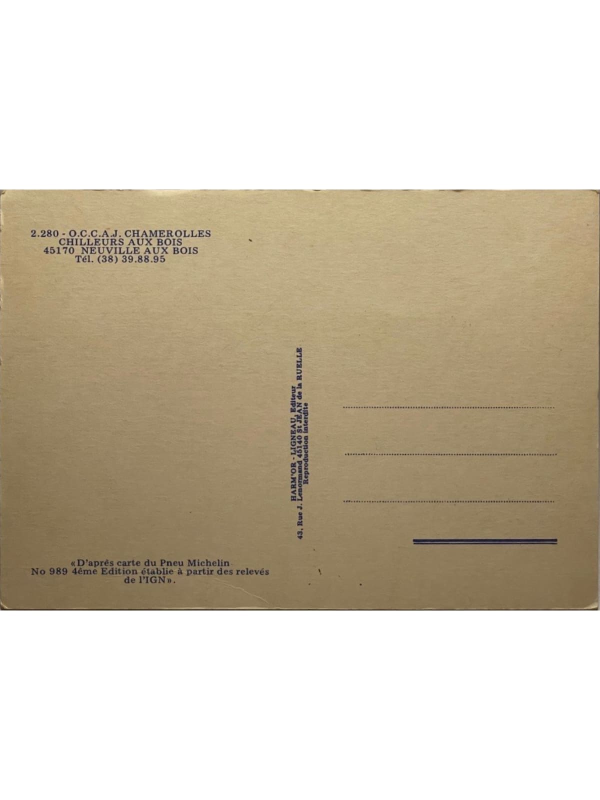 Verso de la carte postale