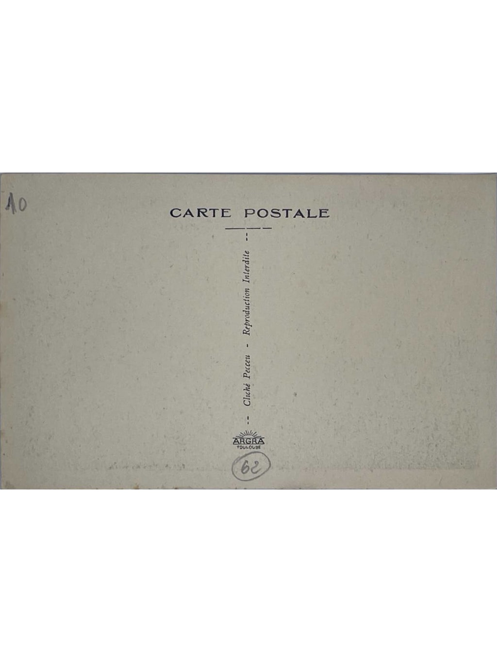 Verso de la carte postale