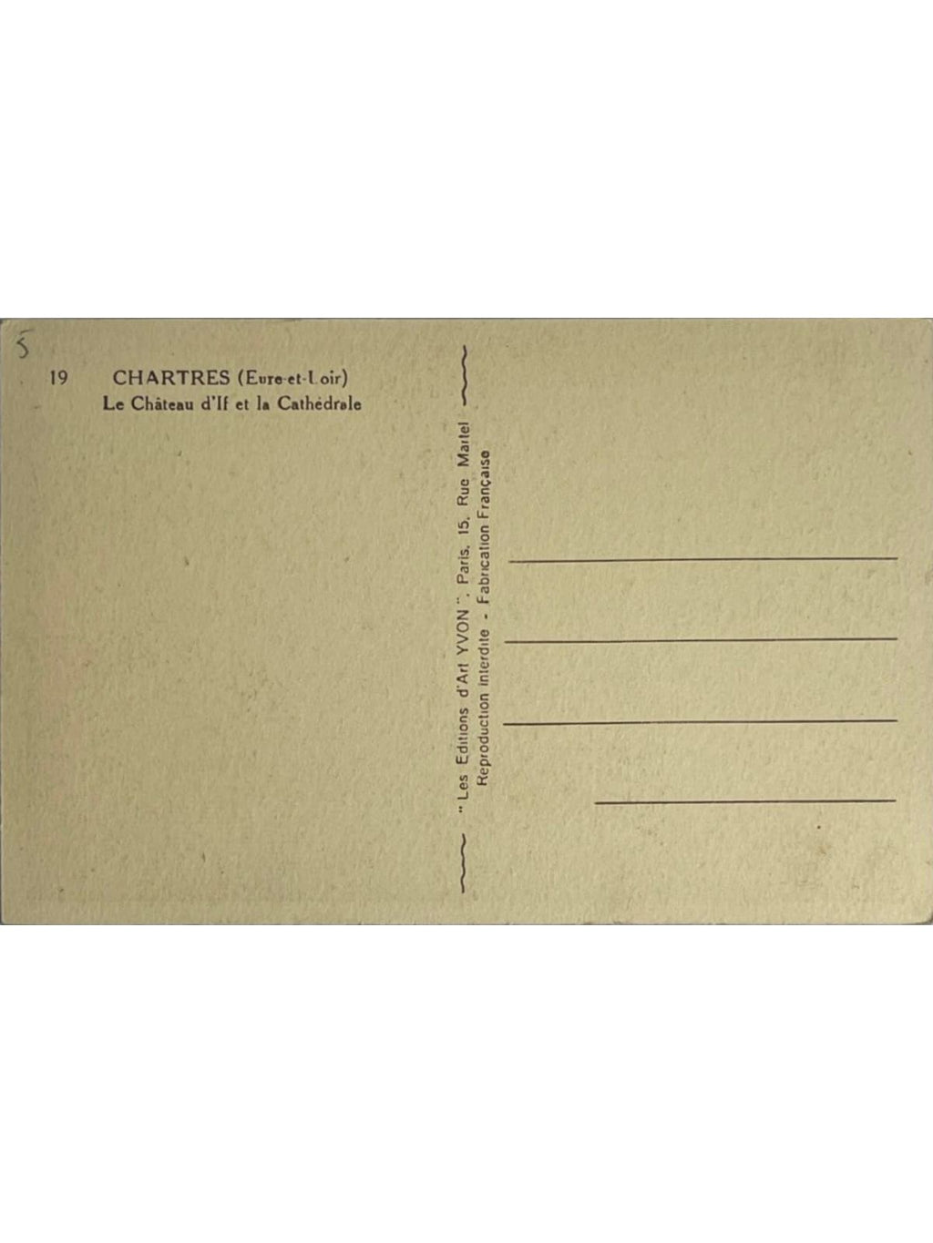 Verso de la carte postale