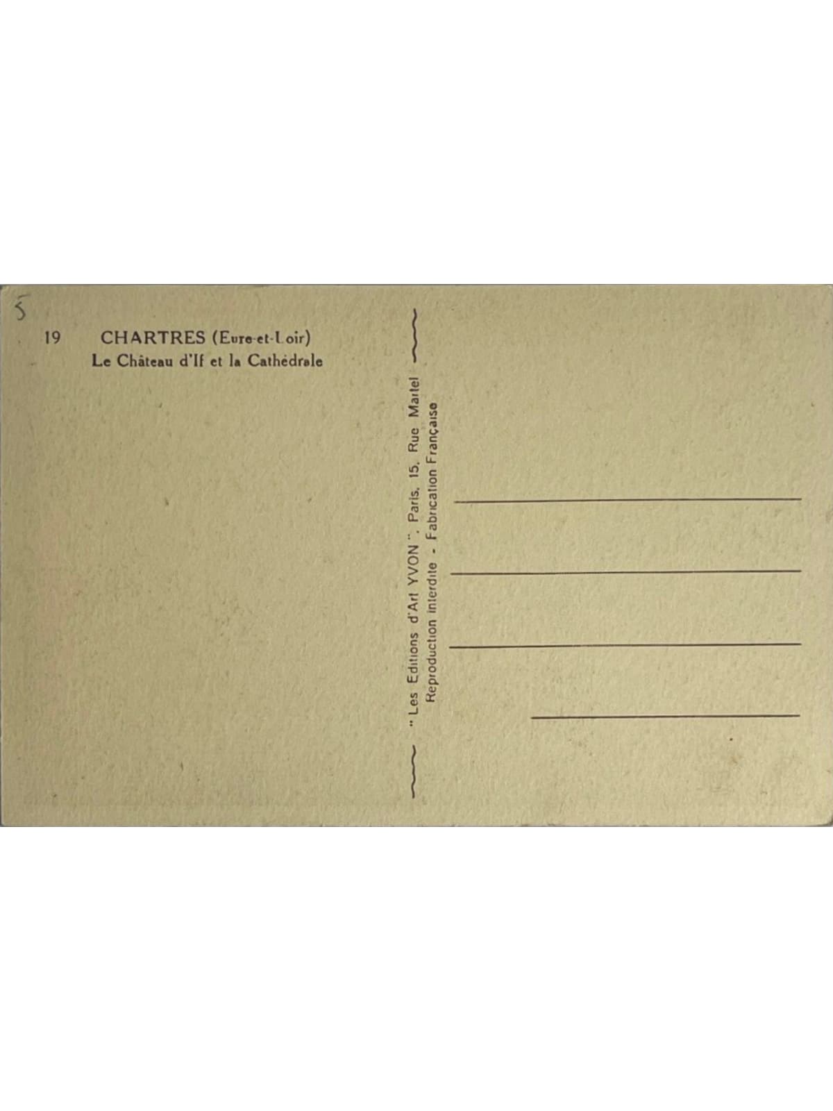 Verso de la carte postale