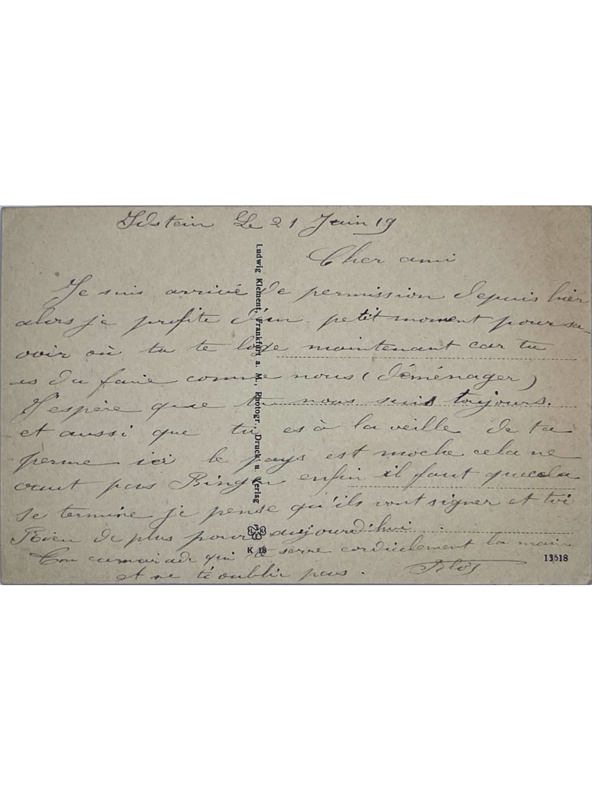 Verso de la carte postale