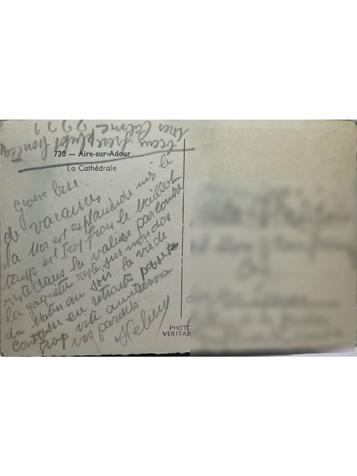 Verso de la carte postale