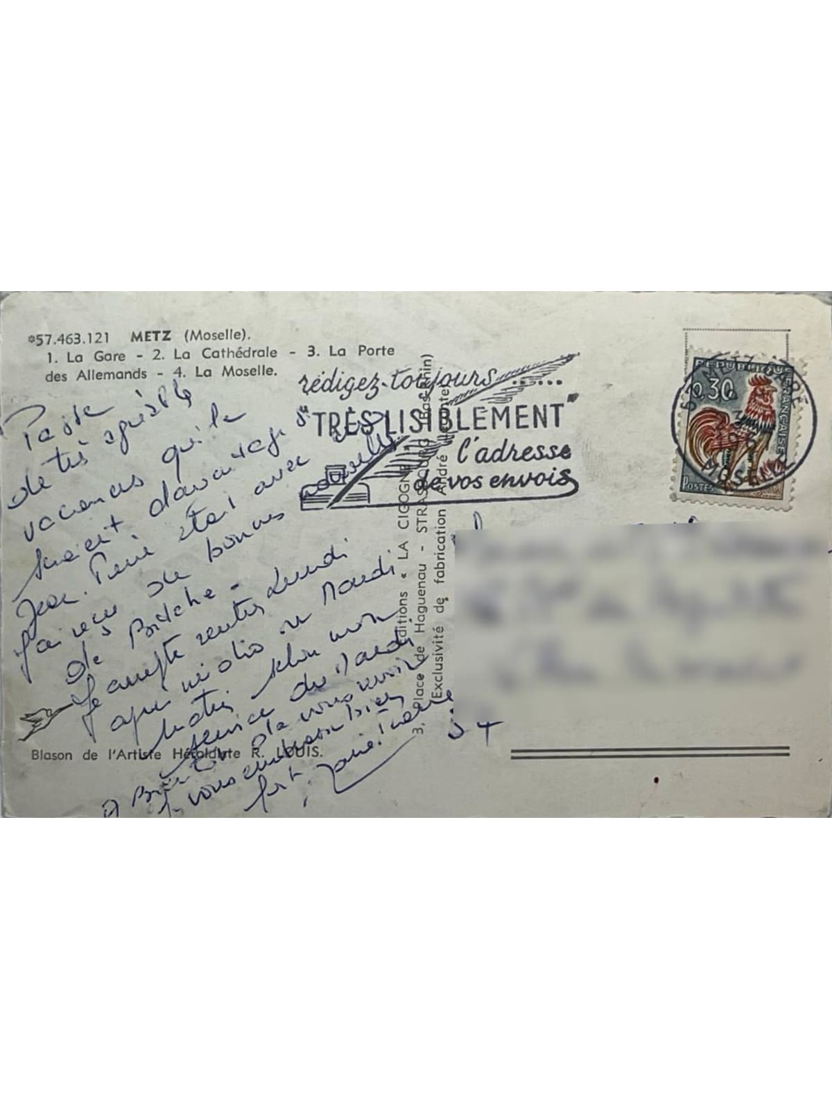 Verso de la carte postale