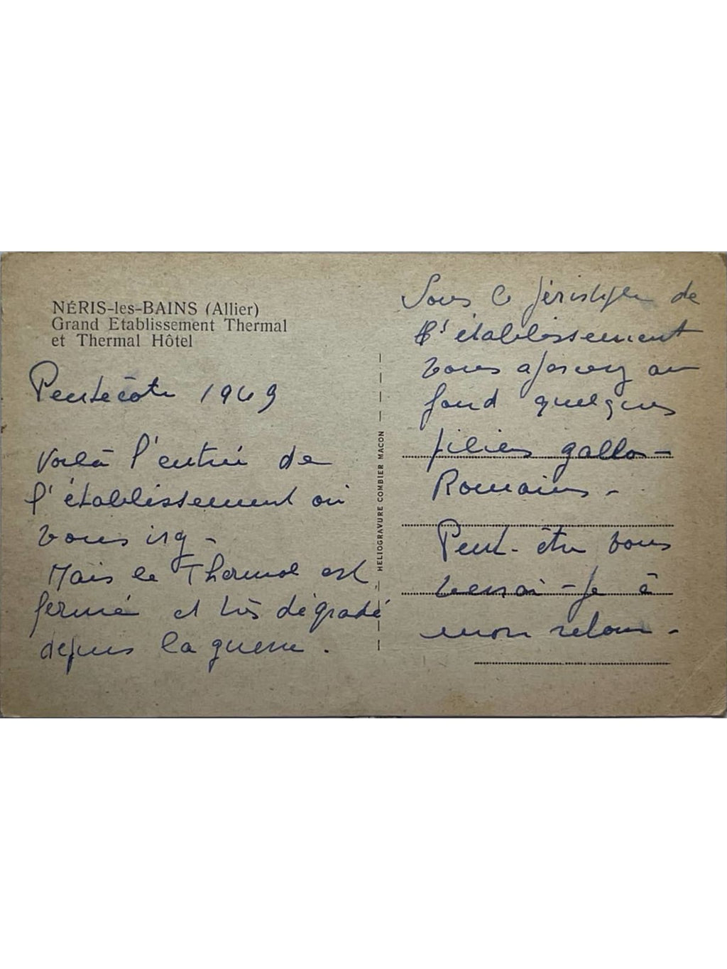 Verso de la carte postale