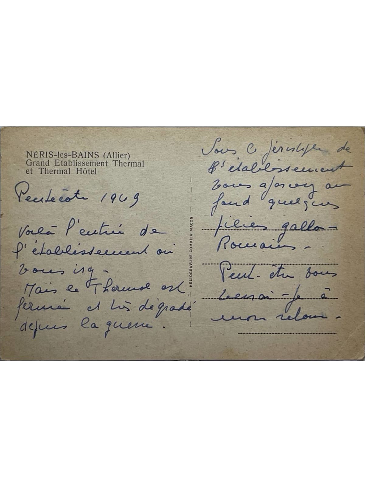 Verso de la carte postale