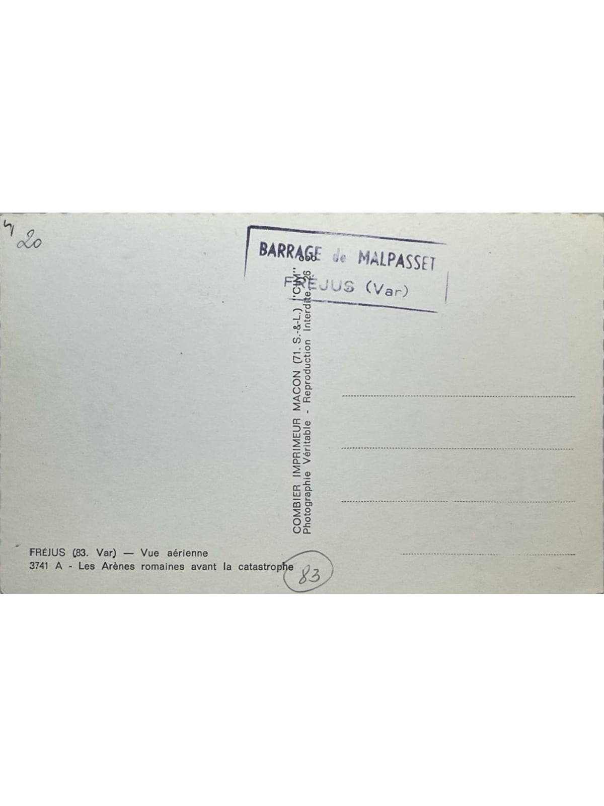 Verso de la carte postale