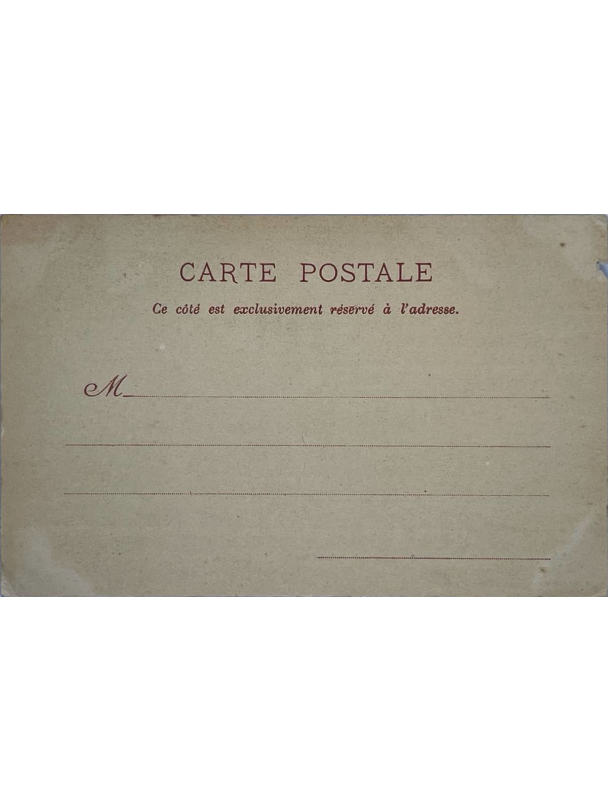 Verso de la carte postale