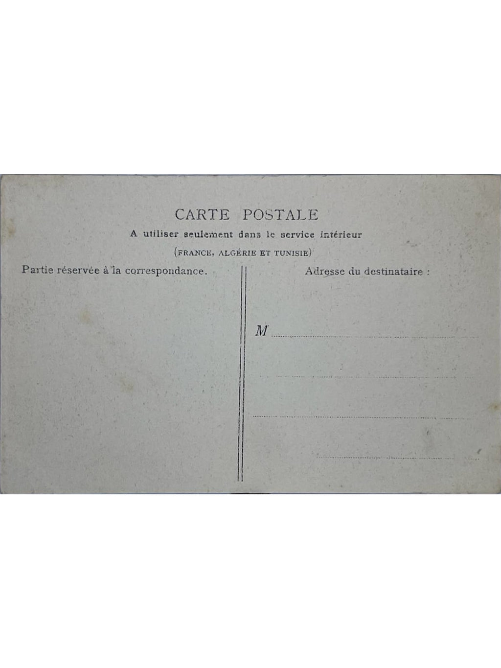 Verso de la carte postale
