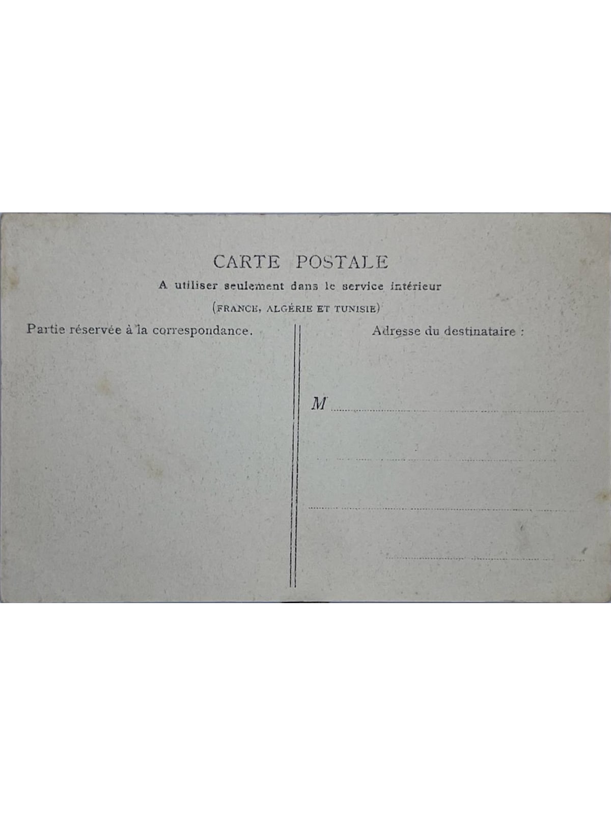 Verso de la carte postale