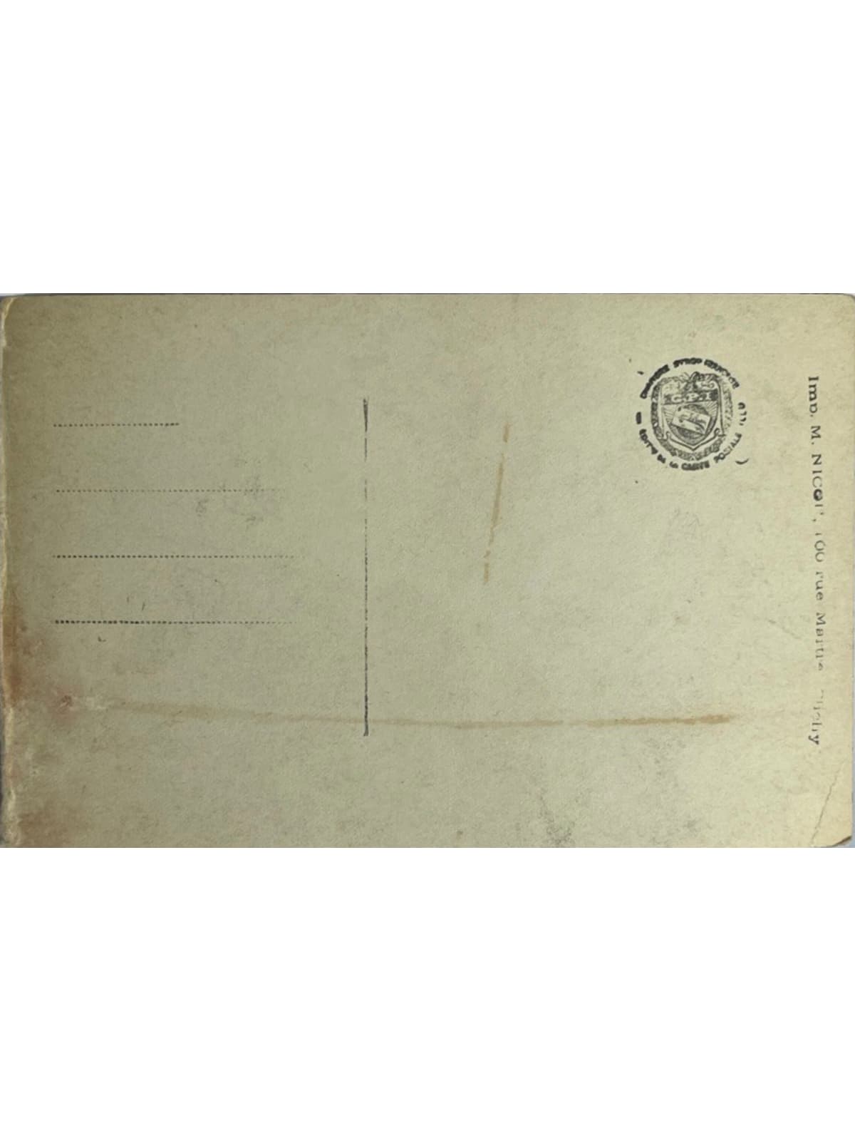 Verso de la carte postale