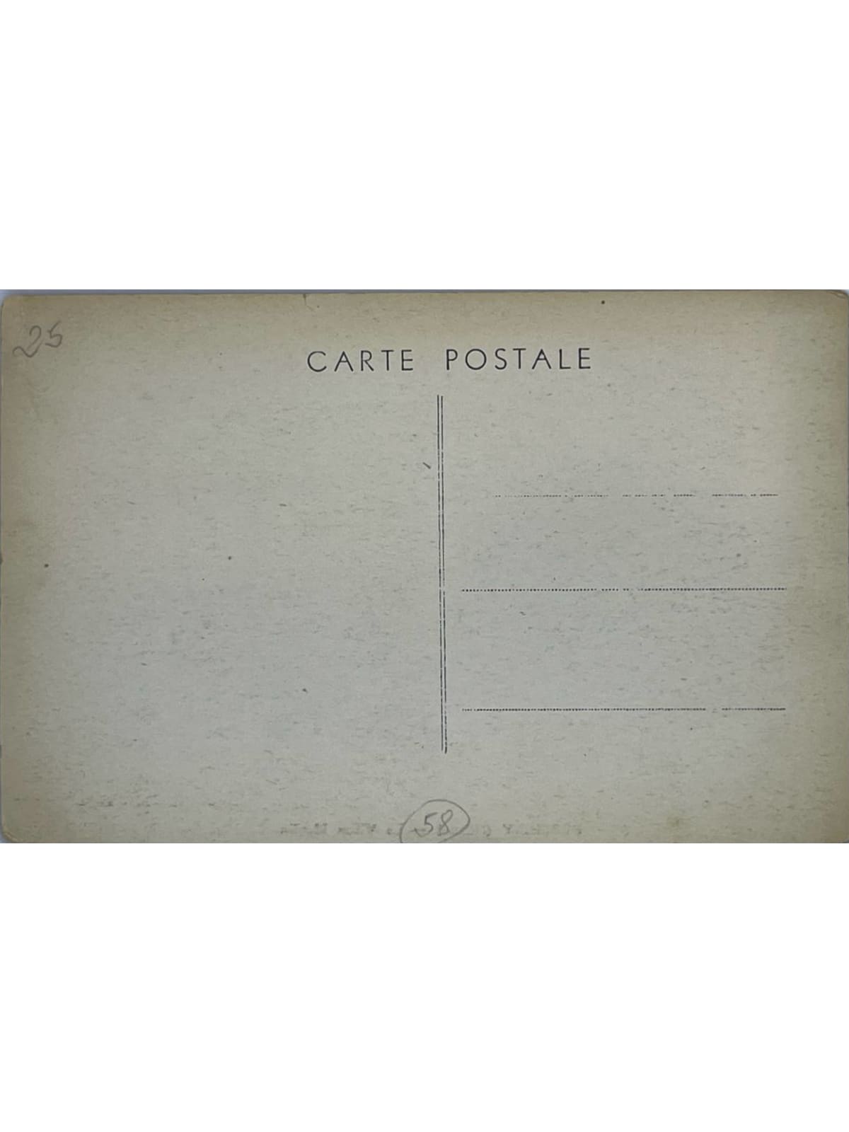 Verso de la carte postale