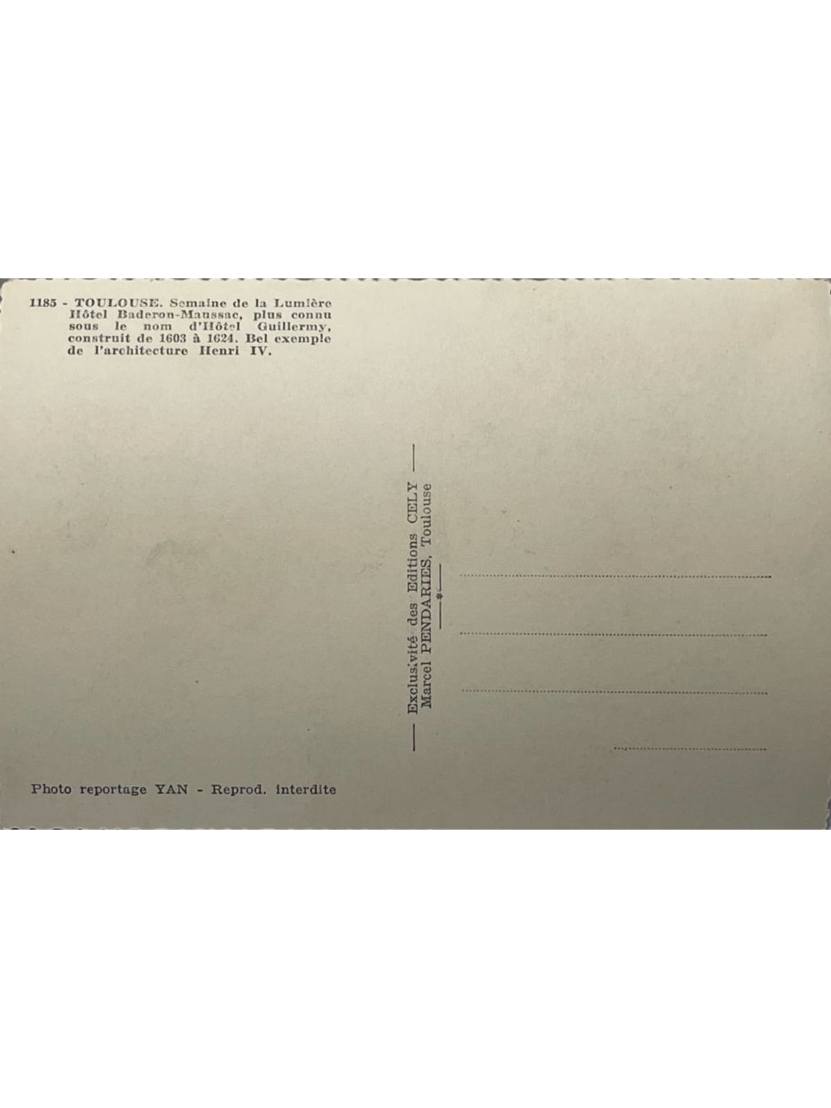 Verso de la carte postale