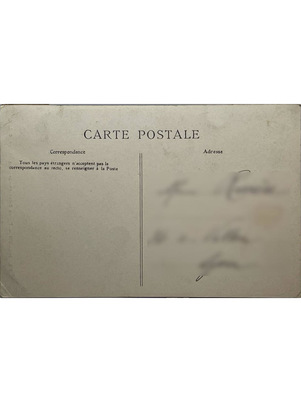 Verso de la carte postale