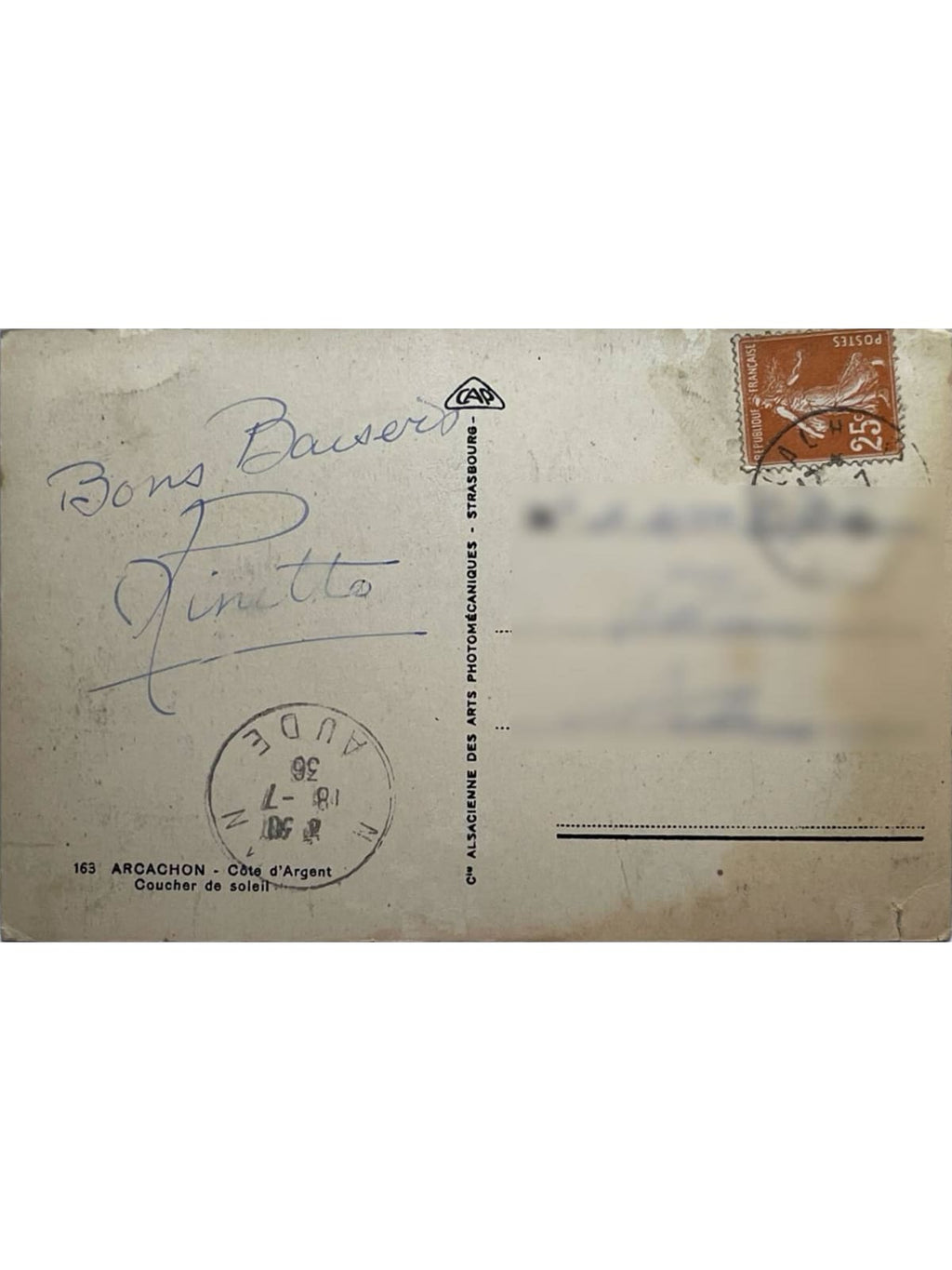 Verso de la carte postale