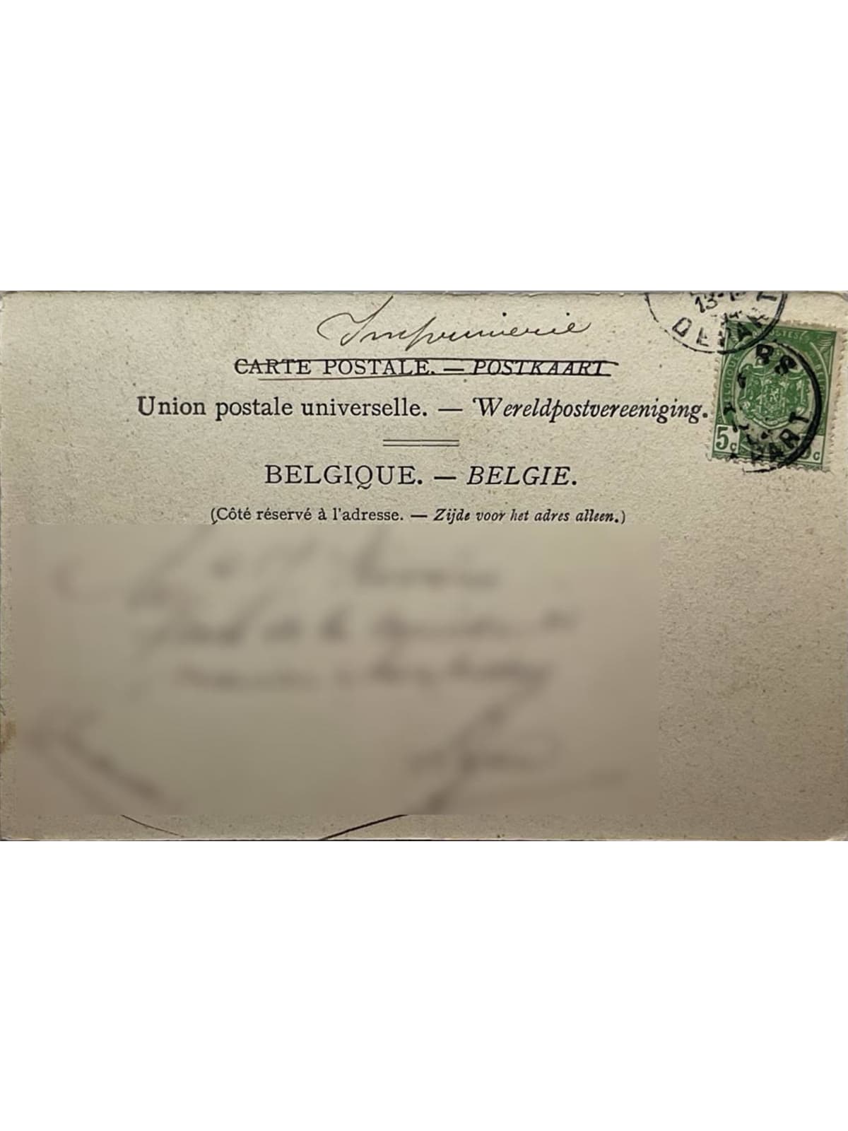 Verso de la carte postale