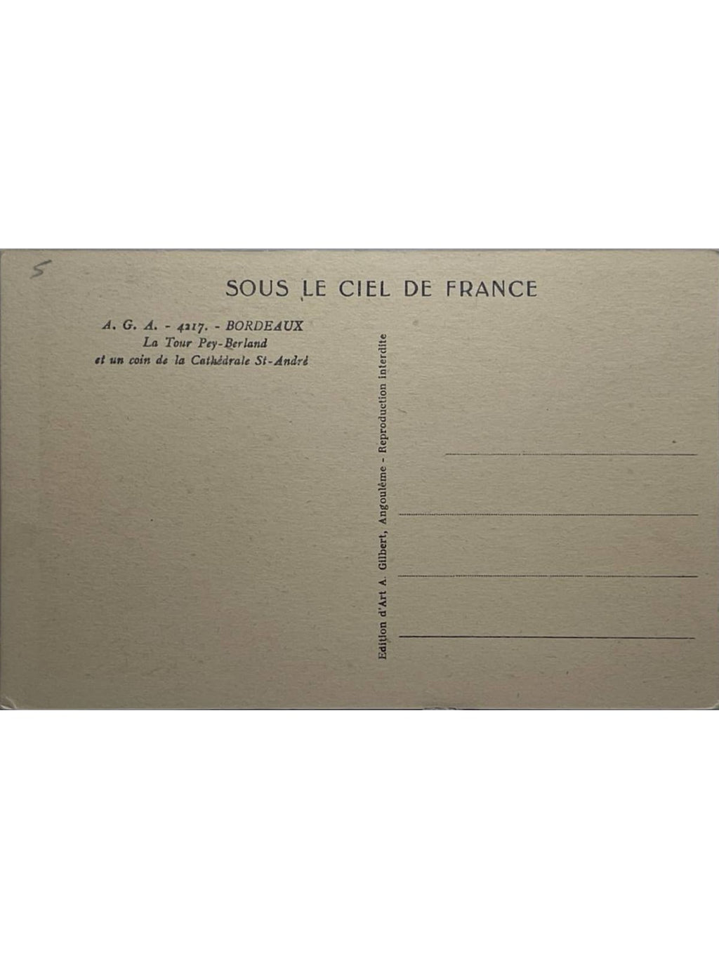Verso de la carte postale