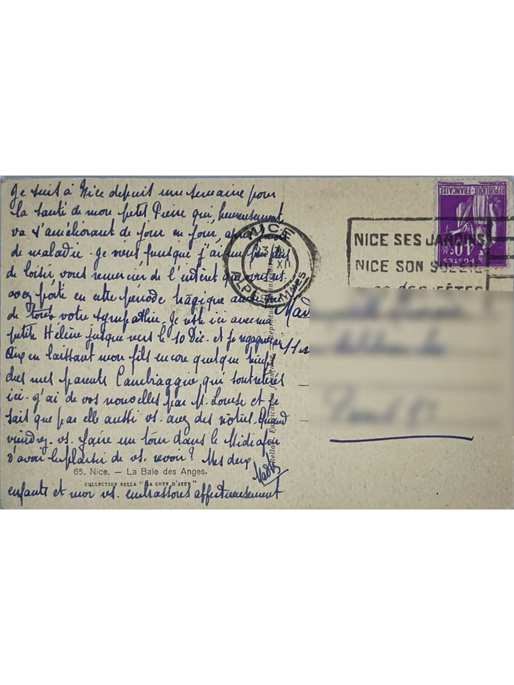 Verso de la carte postale