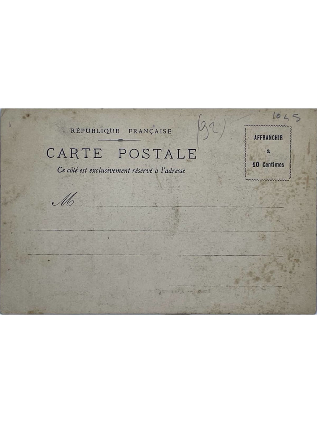 Verso de la carte postale