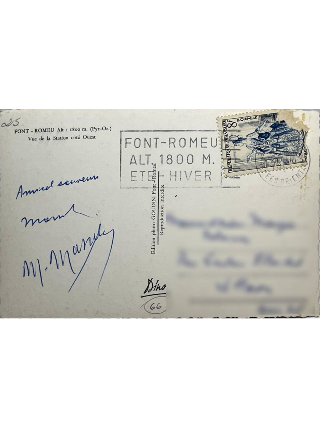 Verso de la carte postale