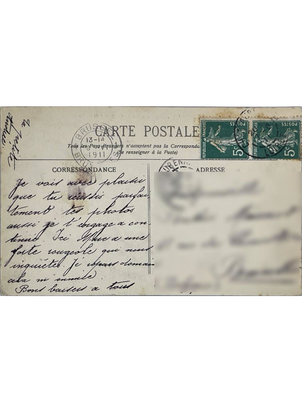 Verso de la carte postale
