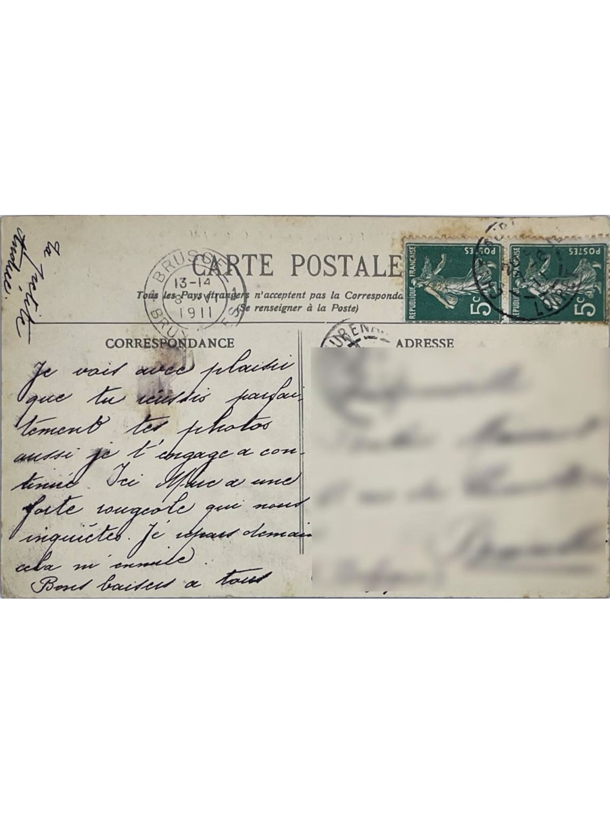 Verso de la carte postale